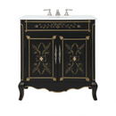 32" Black Hand - Painted Floral Motif Decoroso Bathroom Vanity