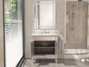 32 Inch Silver Trim Austell Mirrored Bathroom Vanity with Italian Carrara Marble Top