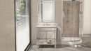 32 Inch Silver Trim Austell Mirrored Bathroom Vanity with Italian Carrara Marble Top