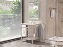 32 Inch Silver Trim Austell Mirrored Bathroom Vanity with Italian Carrara Marble Top