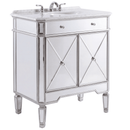 32 Inch Silver Trim Austell Mirrored Bathroom Vanity with Italian Carrara Marble Top