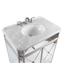 32 Inch Silver Trim Austell Mirrored Bathroom Vanity with Italian Carrara Marble Top