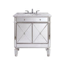 32 Inch Silver Trim Austell Mirrored Bathroom Vanity with Italian Carrara Marble Top