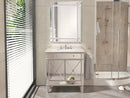 32 Inch Silver Trim Austell Mirrored Bathroom Vanity with Italian Carrara Marble Top