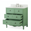 34 Inch Distressed Green Daleville Cottage Style Bathroom Sink Vanity