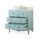 34 Inch Distressed Light Blue Daleville Cottage Style Bathroom Sink Vanity