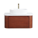 36 inch Cherry Brown Wall Mount Vessel Sink Style Velo Bathroom Sink Vanity - Chans Furniture