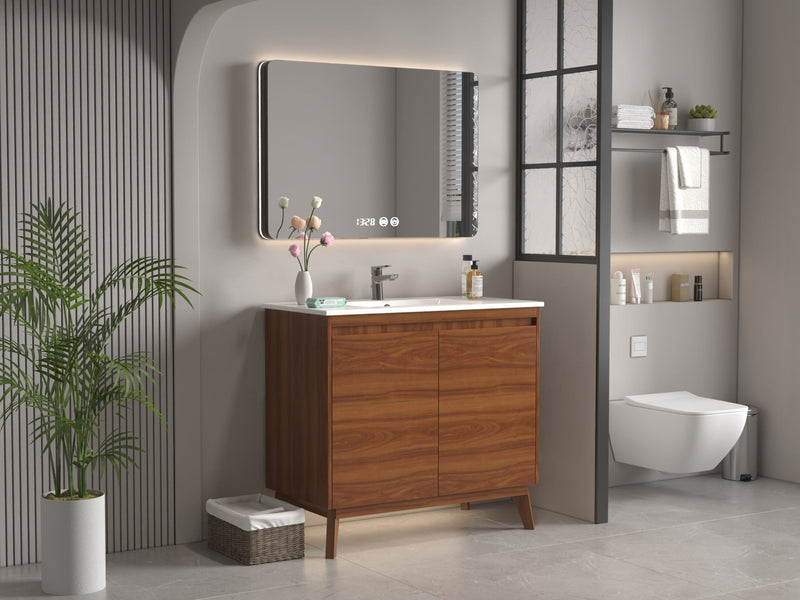 36 inch Modern Style Cherry Brown Zaren Bathroom Sink Vanity - Chans Furniture