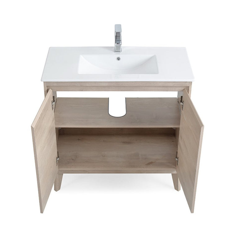 36 inch Modern Style Oak Wood Finish Zaren Bathroom Sink Vanity - Chans Furniture