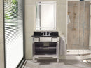36 Inch Silver Trim Ashlyn Mirrored Bathroom Vanity with Black Granite Top