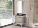 36 Inch Silver Trim Ashlyn Mirrored Bathroom Vanity with Black Granite Top