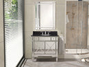 36 Inch Silver Trim Ashlyn Mirrored Bathroom Vanity with Black Granite Top