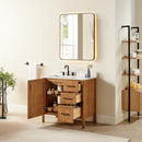 36 Inch Single Bathroom Vanity | Mango Brown & Grain White Top