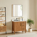 36 Inch Single Bathroom Vanity | Mango Brown & Grain White Top