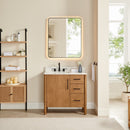 36 Inch Single Bathroom Vanity | Mango Brown & Grain White Top