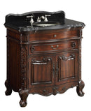 36 inch Solid Wood Classic Style Madison Bathroom Sink Vanity Cabinet With Cream Marbl Top - Chans Furniture