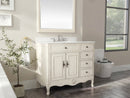 38 Inch Distressed Cream Cottage Style Daleville Bathroom Sink Vanity