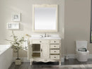 38 Inch Distressed Cream Cottage Style Daleville Bathroom Sink Vanity