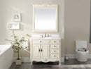 38 Inch Distressed Cream Cottage Style Daleville Bathroom Sink Vanity