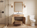 30 Inch Mid-Century Modern Weathered Natural Carvel Bathroom Vanity, Single Sink, White Quartz Top, Fully Assembled