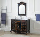 42 Inch Black Hand - Painted Floral Decoroso Bathroom Vanity With Side Drawers - Chans Furniture