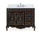 42 Inch Black Hand - Painted Floral Decoroso Bathroom Vanity With Side Drawers