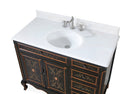 42 Inch Black Hand - Painted Floral Decoroso Bathroom Vanity With Side Drawers - Chans Furniture