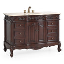 42 Inch Dark Brown Traditional Style Single Sink Cream Marble Countertop Beckham Bathroom Vanity