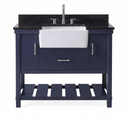 42 Inch Kendia Navy Blue Farmhouse Sink Style Bathroom Vanity With Black Granite Top Fully Assmebled