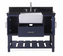 42 Inch Kendia Navy Blue Farmhouse Sink Style Bathroom Vanity With Black Granite Top Fully Assmebled