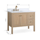 42 Inch Modern Light Oak Sera Single Sink Bathroom Vanity With White Quartz Top