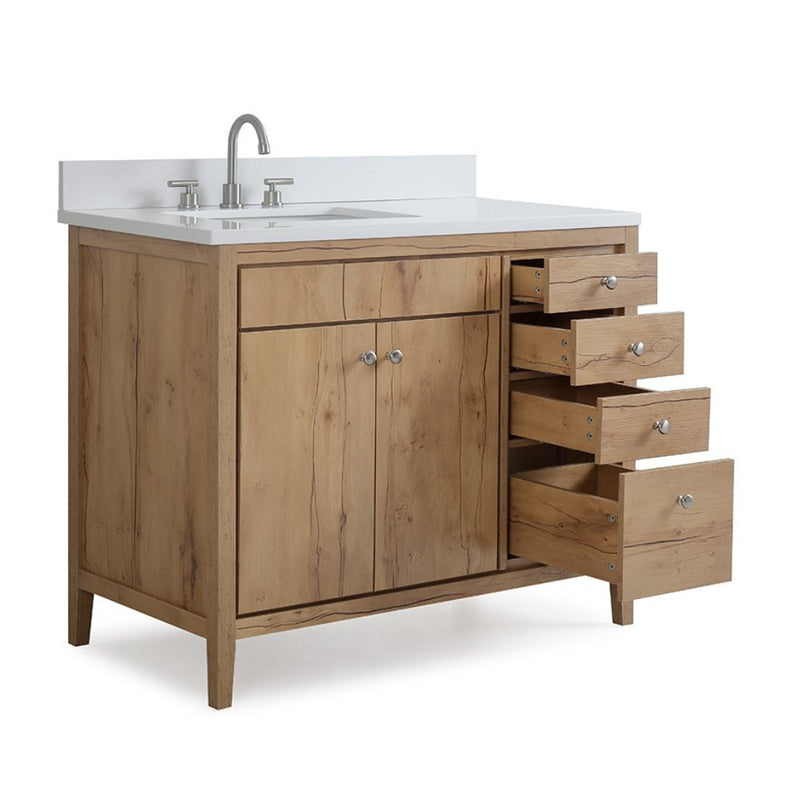 42 inch Modern Style Beatrice Bathroom Sink Vanity in Wood Finish - Chans Furniture