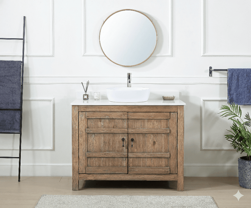 42 Inch Natural Wood Artisan Style Single Sink Lindor Bathroom