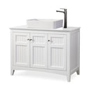 42 Inch White Triadsville Farmhouse Style Vessel Sink Bathroom Vanity With Black Granite Top - Chans Furniture