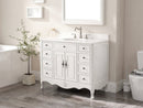 46 Inch Distressed Antique White Cottage Style Daleville Bathroom Sink Vanity