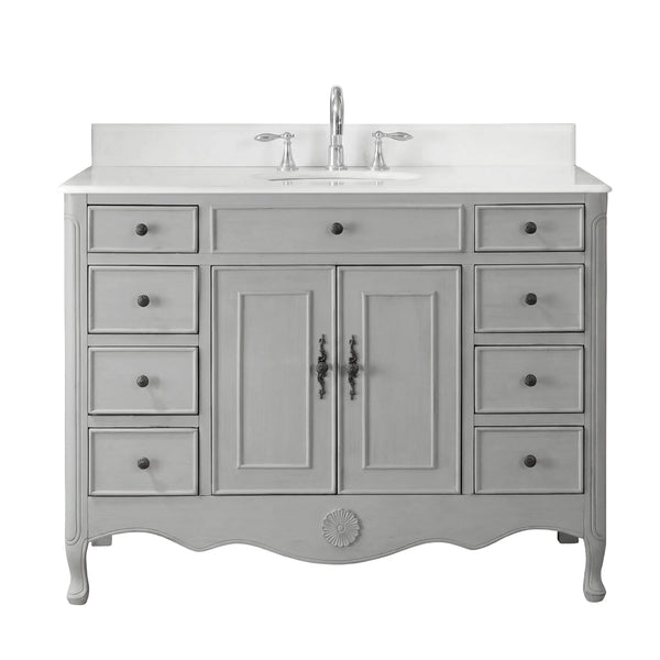 46 Inch Distressed Light Gray Cottage Style Daleville Bathroom Sink Vanity
