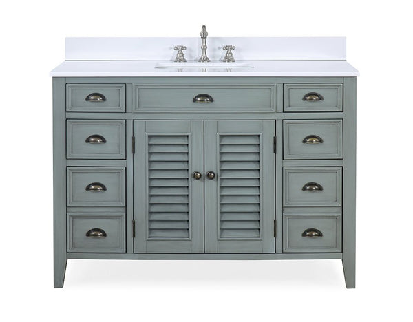 46 Inch Gray Zapate With Plantation Style Single Sink Bathroom Vanity - Chans Furniture