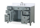 46 Inch Gray Zapate With Plantation Style Single Sink Bathroom Vanity - Chans Furniture