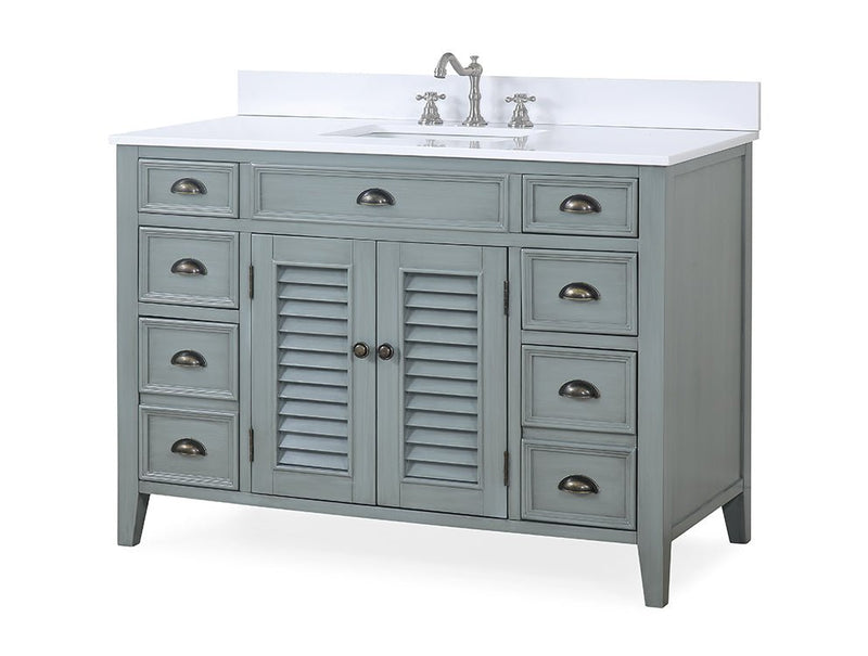 46 Inch Gray Zapate With Plantation Style Single Sink Bathroom Vanity - Chans Furniture