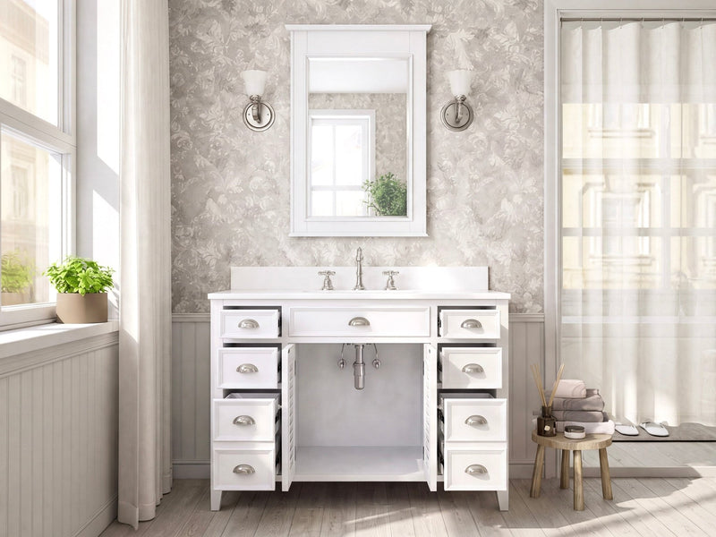 46 Inch Farmhouse Freestanding White Zapate Bathroom Vanity