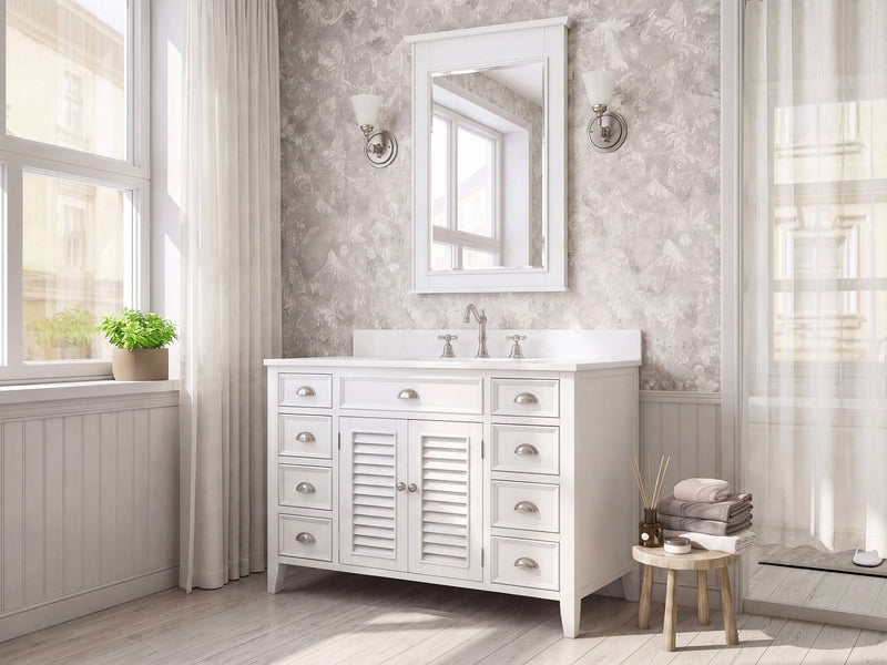 46 Inch Farmhouse Freestanding White Zapate Bathroom Vanity