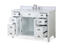 46 Inch White Zapate With Plantation Style Single Sink Bathroom Vanity - Chans Furniture