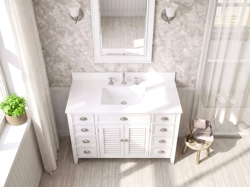 46 Inch Farmhouse Freestanding White Zapate Bathroom Vanity