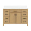 48 Inch Aged Oak Finish Rella Single Sink Bathroom Vanity With White Quartz Top - Chans Furniture