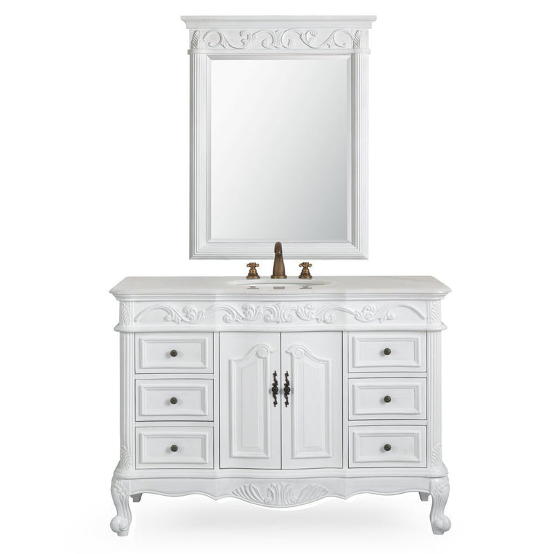 48 Inch Antique White Traditional Style Single Sink Beckham Bathroom Vanity