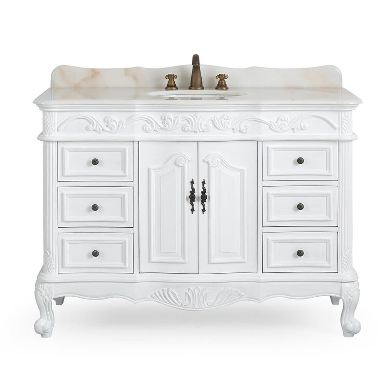 48 Inch Antique White Traditional Style Single Sink Beckham Bathroom Vanity