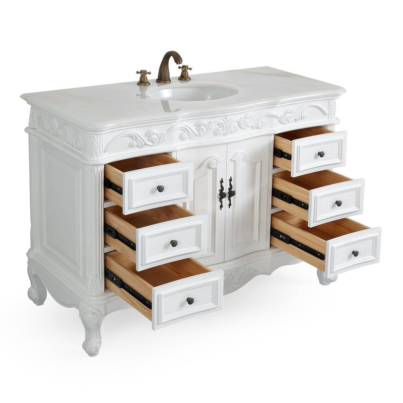 48 Inch Antique White Traditional Style Single Sink Beckham Bathroom Vanity