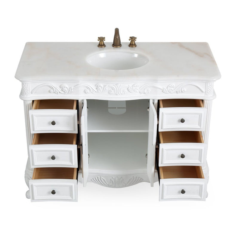 48 Inch Antique White Traditional Style Single Sink Beckham Bathroom Vanity