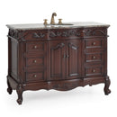 48 Inch Dark Brown Traditional Style Single Sink Baltic Brown Countertop Beckham Bathroom Vanity