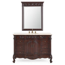 48 Inch Dark Brown Traditional Style Single Sink Cream Marble Countertop Beckham Bathroom Vanity